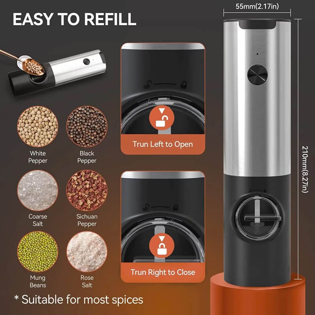 Kivoroa Automatic Salt And Pepper Grinders