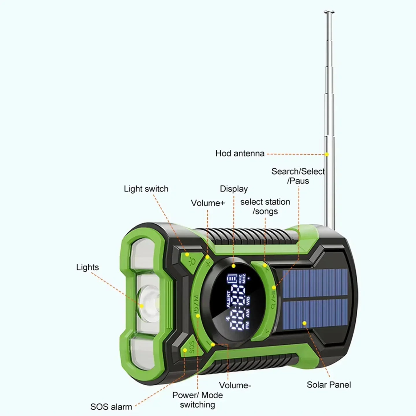 DalyRad Hand Crank Flashlight Radio US3